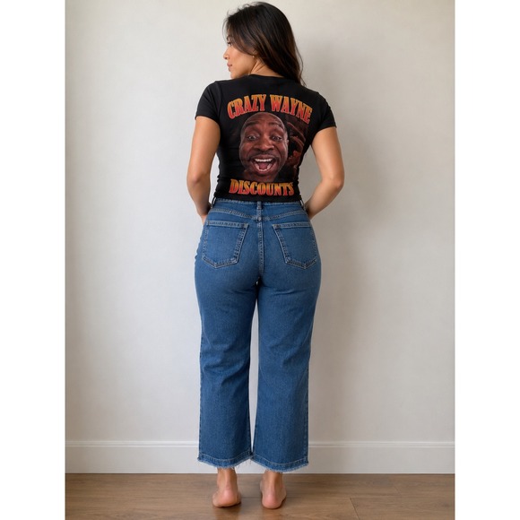 Bagatelle Collection Denim - Bagatelle Collection High Rise Wide Leg Crop Jeans Raw Hem Blue Size 26 82299